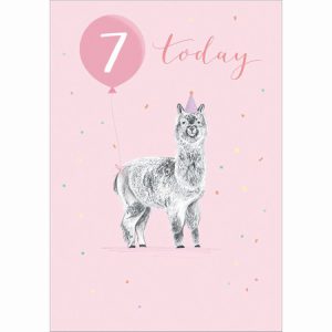 7th Birthday – Llama on Pink