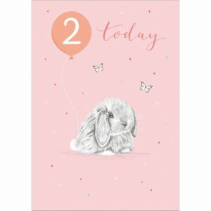 2nd Birthday – Cute Bunny on Pink