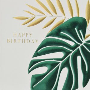 Embossed Birthday Tropical Leaf