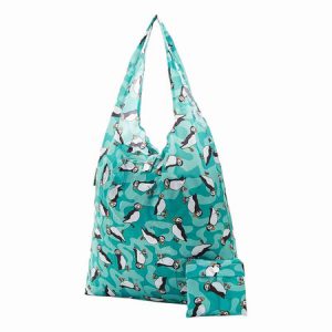 Teal Puffin Recycled Shopper