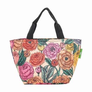 Beige Peonies Recycled Lunch Bag