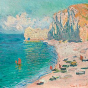 Etretat: The Beach and The Falaise d’Amont by Claude Monet