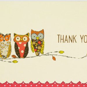 Perching Owls Thank You Notecards