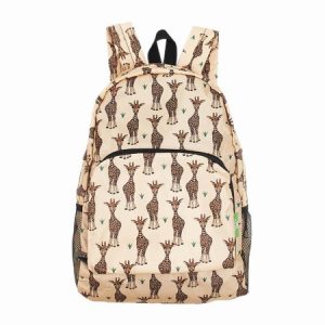 Beige Giraffes Recycled Foldable Backpack