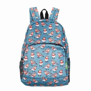 Teal Robins Recycled Foldable Backpack