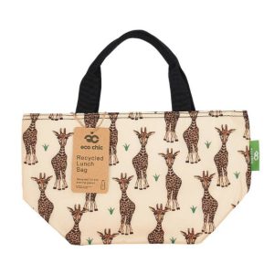 Beige Giraffes Recycled Lunch Bag
