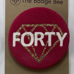 Age 40 Pink Velvet Gem Badge