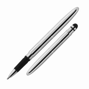 Chrome Delux Grip Bullet Space Pen with Stylus