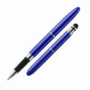 Blue Delux Grip Bullet Space Pen With Stylus