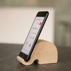 Elephant Beechwood Phone Stand