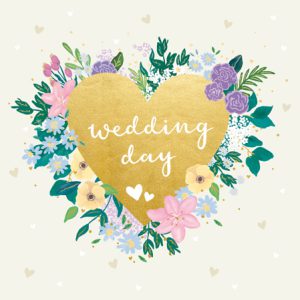Wedding Day – Gold Heart with Flowers
