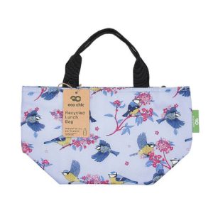 Lilac Blue Tits Recycled Lunch Bag