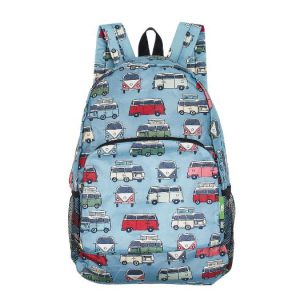 Blue Campervan Recycled Foldable Backpack