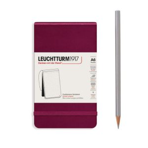 A6 Hardback Notepad – Port Red (dotted)