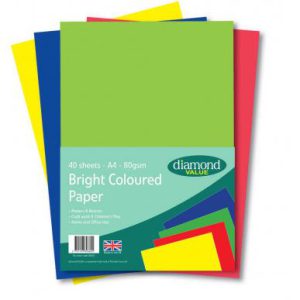 A4 Assorted Bright Coloured Paper (40 Sheets)