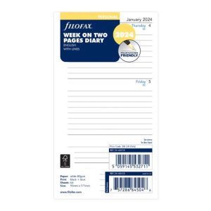 Week On Two Pages Lined Refill 2024 – Personal