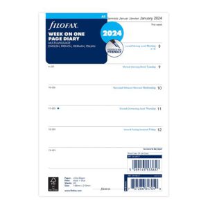 Week On One Page Refill 2024 – A5, Multilanguage