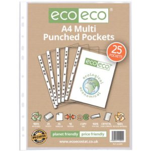 A4 100% Recycled Bag 25 Multi Punched Pockets