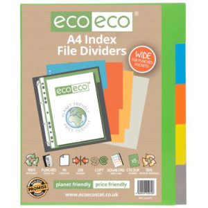 A4 50% Recycled Set 5 Wide Index File Dividers