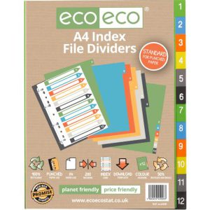 A4 50% Recycled Set 12 Index File Dividers