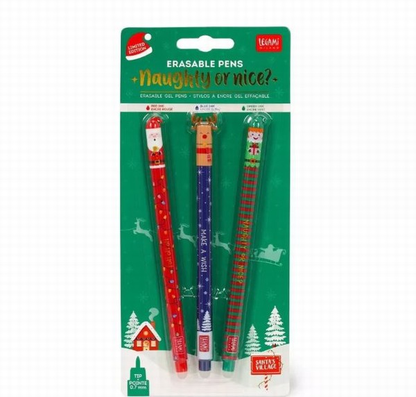 'Naughty or Nice' Christmas Erasable Pens-Set of 3