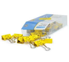 25mm Foldback / Binder Clips – Yellow Smile (Pack of 35)