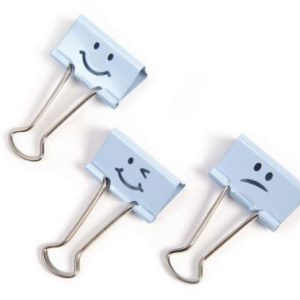 32mm Foldback / Binder Clips – Powder Blue Emojis (Pack of 20)