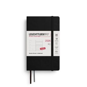 A6 Weekly Planner & Notebook Softcover- Black