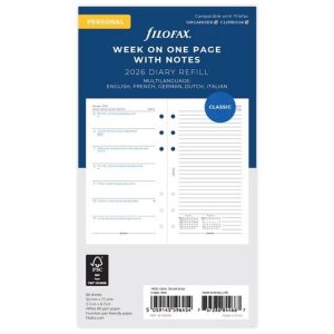 Week On One Page Diary With Notes Refill 2026 – Multilanguage