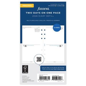 Two Days On One Page Refill 2026 – Personal, Multilanguage