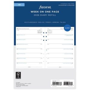 Week On One Page Refill 2026 – A5, Multilanguage