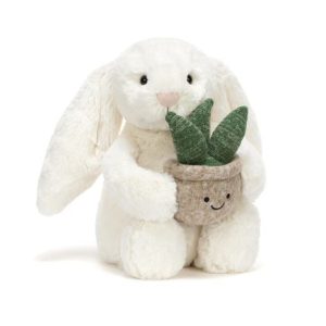 Cream Bunny with Plant