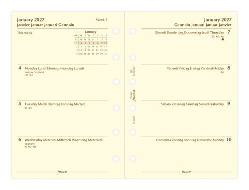 Week On Two Pages Refill 2027 - Pocket, Cotton Cream, Multilangu - Image 2