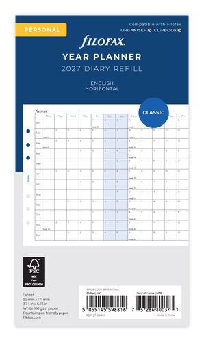 Horizontal Year Planner 2027