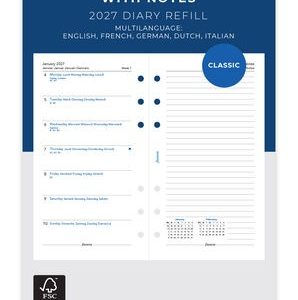 Week On One Page Diary With Notes Refill 2027 – Multilanguage