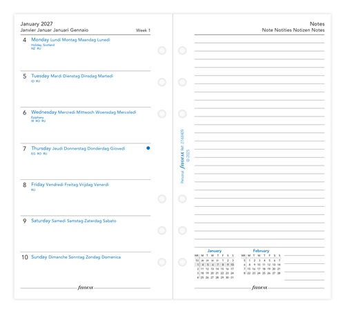 Week On One Page Diary With Notes Refill 2027 - Multilanguage - Image 2
