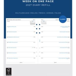 Week On One Page Refill 2027 – A5, Multilanguage