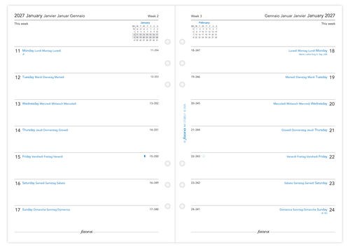 Week On One Page Refill 2027 - A5, Multilanguage - Image 2