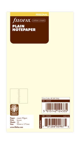 Cotton Cream Plain Notepaper - Personal